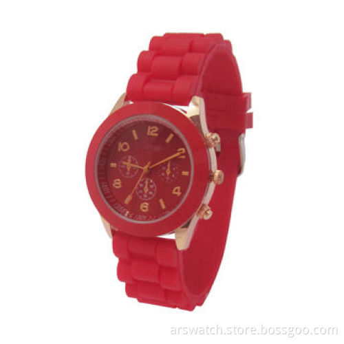 Plastic case watches in quartz movement, silicone strap, 3 ATM waterproof, with CE and RoHS marks